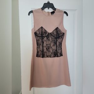 Ironic French mini dress by American Retro. Nude. Pristine condition.